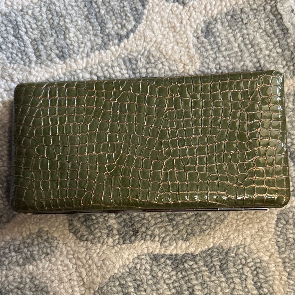 ABAS Green Crocodile Patent Embossed Wallet